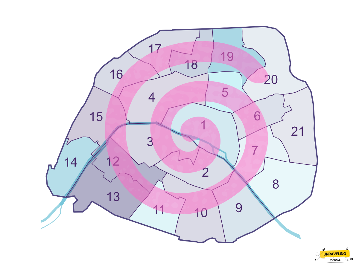 Arrondissements de Paris en spirale | Paris Districts in Snail Form